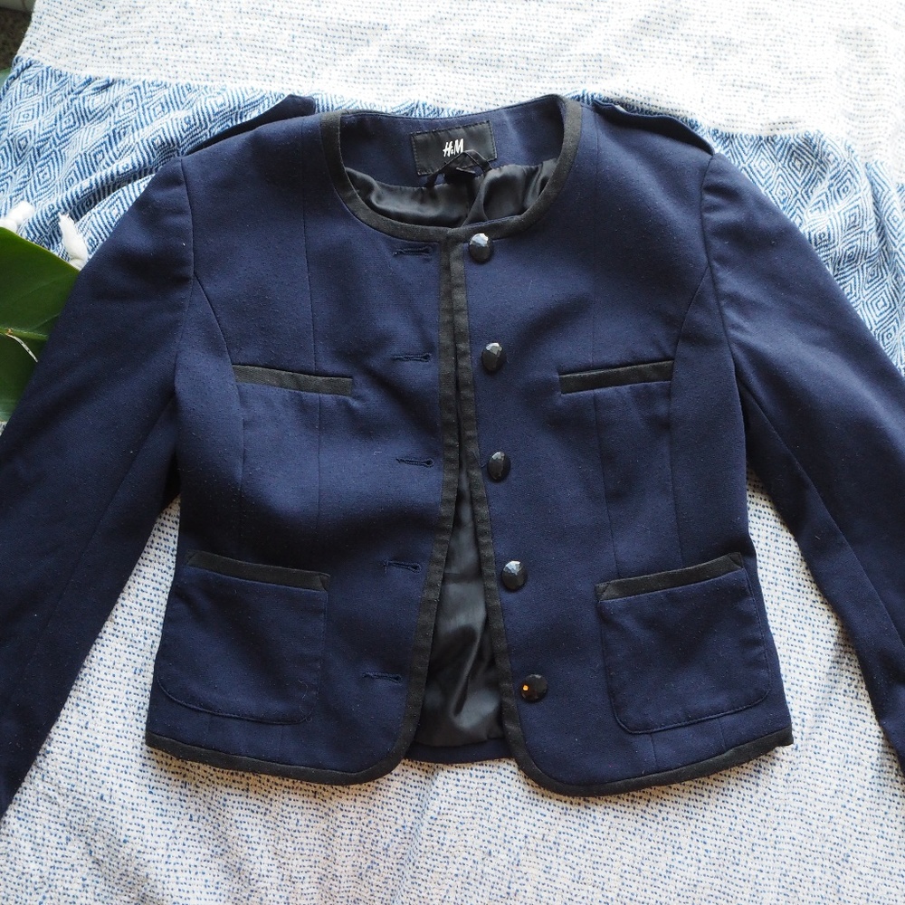 H&M Navy Blazer Military-style